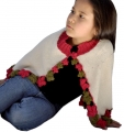 Capa con flores para niña - 100% lana de alpaca