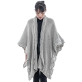 Poncho ruana con trenzas tejido a mano 100% alpaca